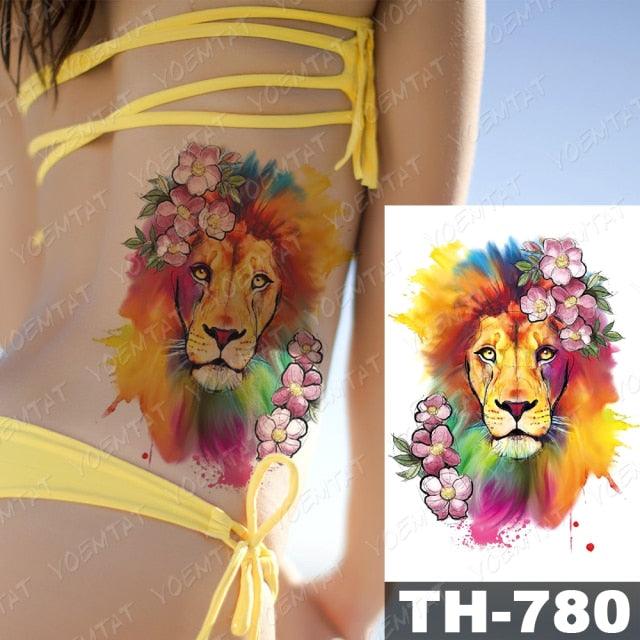 Luxury Big Waterproof Temporary Sticker Tattoo Large Flowers And Animals Body Tattos For Womens