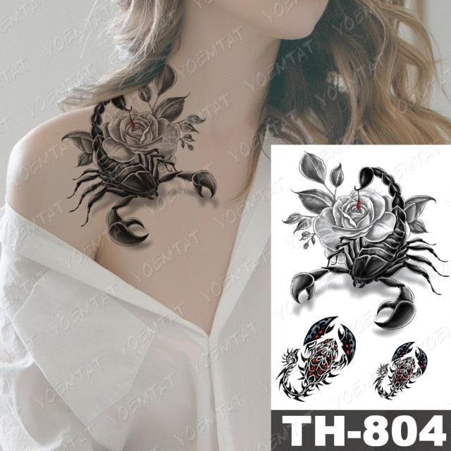 Luxury Big Waterproof Temporary Sticker Tattoo Large Flowers And Animals Body Tattos For Womens