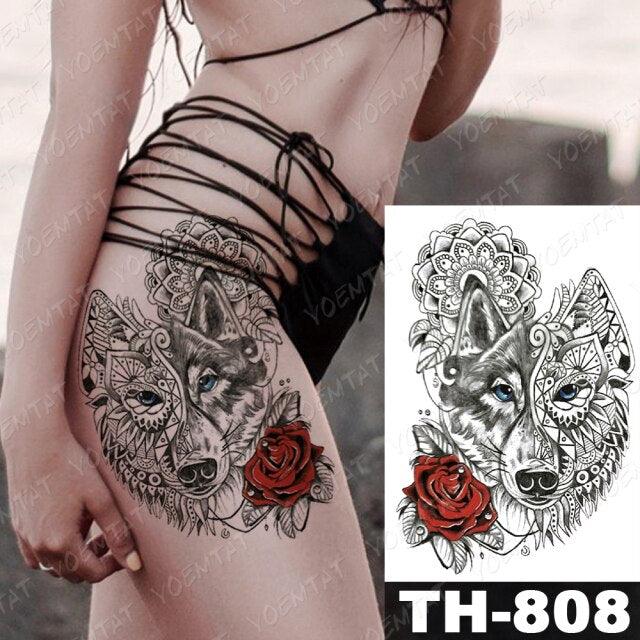 Luxury Big Waterproof Temporary Sticker Tattoo Large Flowers And Animals Body Tattos For Womens