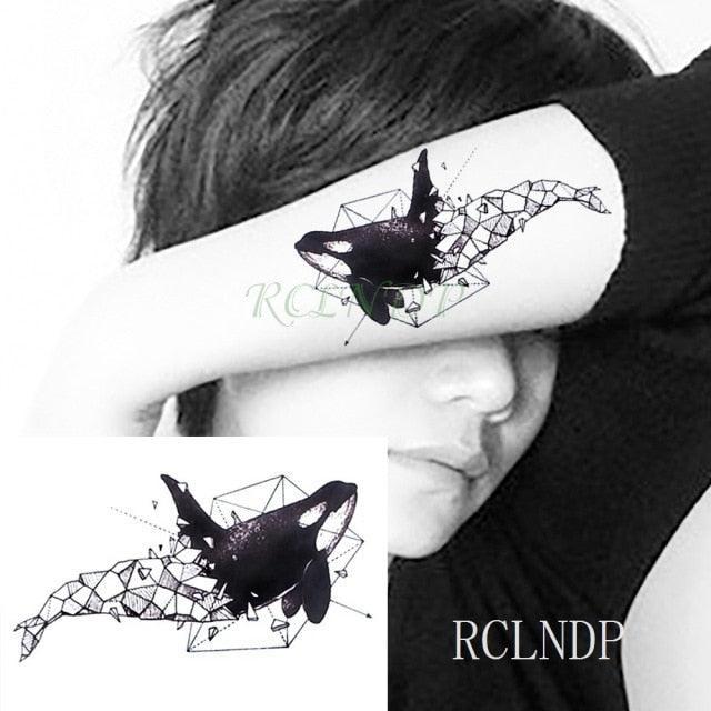 Elegant Black Waterproof Temporary Tattoo Stickers Moon Hill Modern Body Art Stickers Hand Foot High Quality For Womens