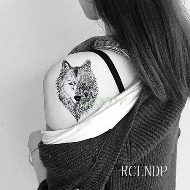 Elegant Black Waterproof Temporary Tattoo Stickers Moon Hill Modern Body Art Stickers Hand Foot High Quality For Womens