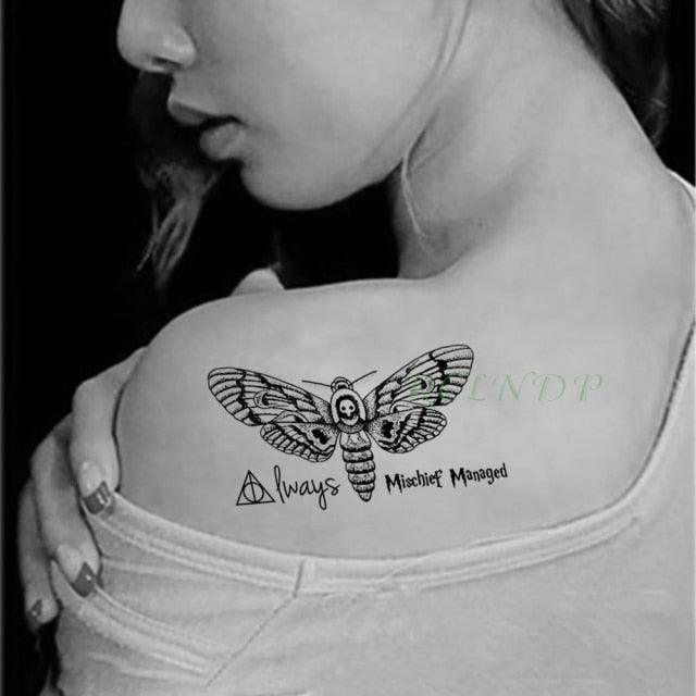 Elegant Black Waterproof Temporary Tattoo Stickers Moon Hill Modern Body Art Stickers Hand Foot High Quality For Womens