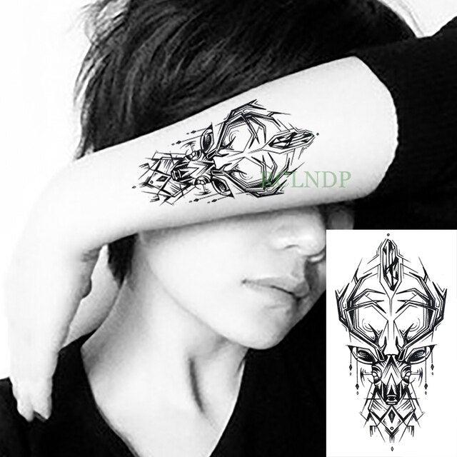 Elegant Black Waterproof Temporary Tattoo Stickers Moon Hill Modern Body Art Stickers Hand Foot High Quality For Womens
