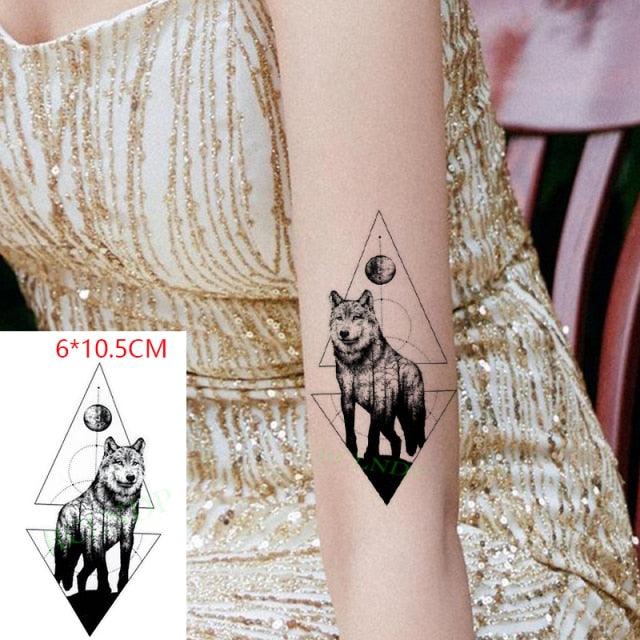 Elegant Black Waterproof Temporary Tattoo Stickers Moon Hill Modern Body Art Stickers Hand Foot High Quality For Womens