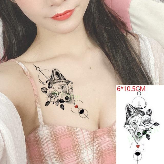 Elegant Black Waterproof Temporary Tattoo Stickers Moon Hill Modern Body Art Stickers Hand Foot High Quality For Womens