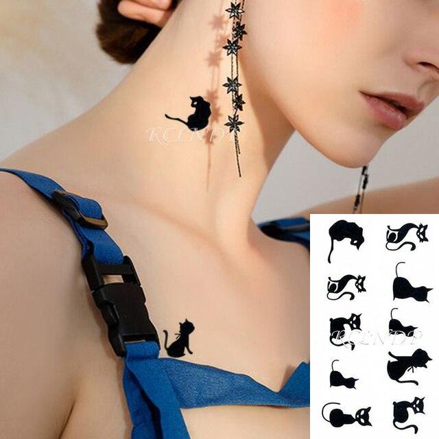 Elegant Black Waterproof Temporary Tattoo Stickers Moon Hill Modern Body Art Stickers Hand Foot High Quality For Womens