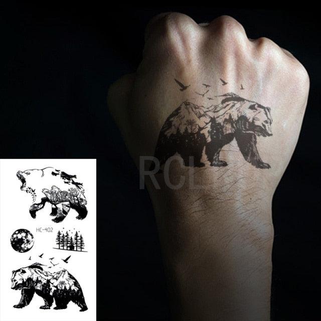 Elegant Black Waterproof Temporary Tattoo Stickers Moon Hill Modern Body Art Stickers Hand Foot High Quality For Womens