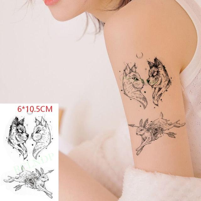 Elegant Black Waterproof Temporary Tattoo Stickers Moon Hill Modern Body Art Stickers Hand Foot High Quality For Womens