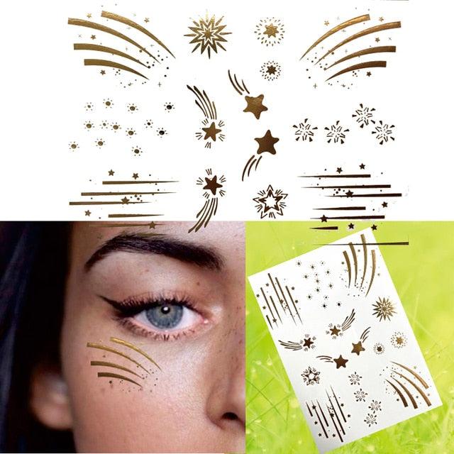 Luxury Flash Metallic Waterproof Temporary Tattoo Gold Silver Flower Tattoo Sticker Long Lasting Gold Design For Womens