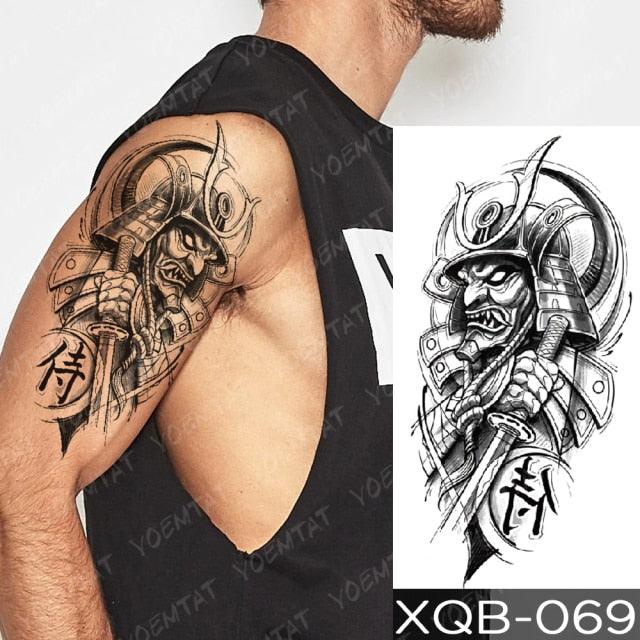 Elegant Black Waterproof Temporary Tattoo Sticker Lion Tiger Bear Flash Tattoos Leopard Wolf Colorful Big Tattoo Stickers For Mens Womens