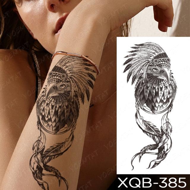 Elegant Black Waterproof Temporary Tattoo Sticker Lion Tiger Bear Flash Tattoos Leopard Wolf Colorful Big Tattoo Stickers For Mens Womens