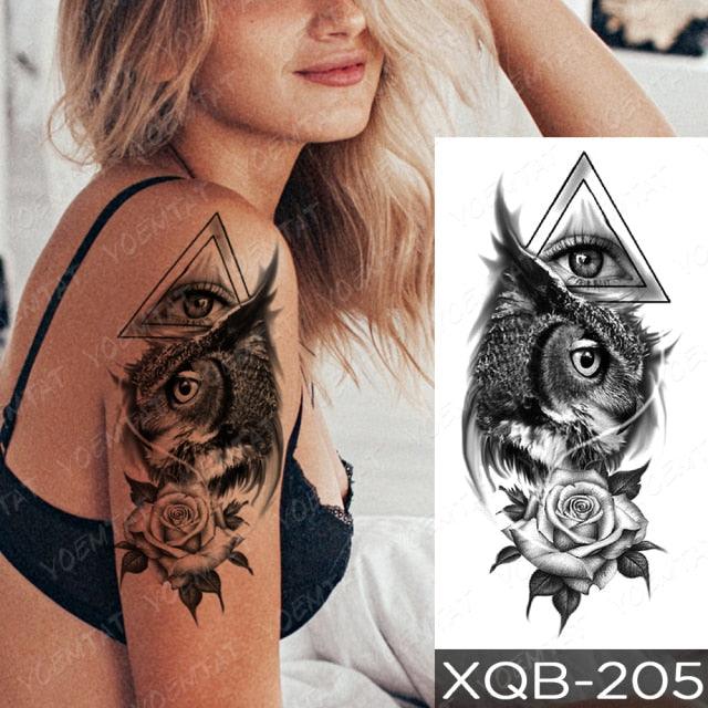 Elegant Black Waterproof Temporary Tattoo Sticker Lion Tiger Bear Flash Tattoos Leopard Wolf Colorful Big Tattoo Stickers For Mens Womens