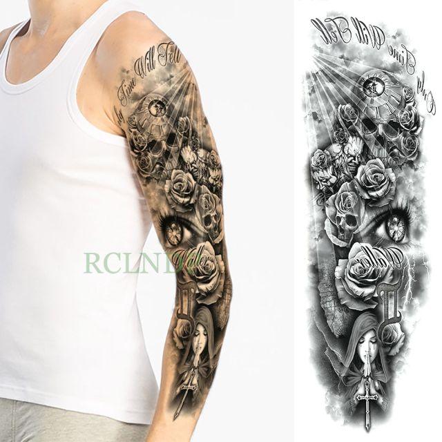 Extra Large Full Arm Leg Body Hand Waterproof Fake Tattoo Stickers Temporary Realistic Black Modern Mens Tattoo