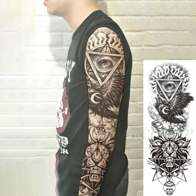 Extra Large Full Arm Leg Body Hand Waterproof Fake Tattoo Stickers Temporary Realistic Black Modern Mens Tattoo