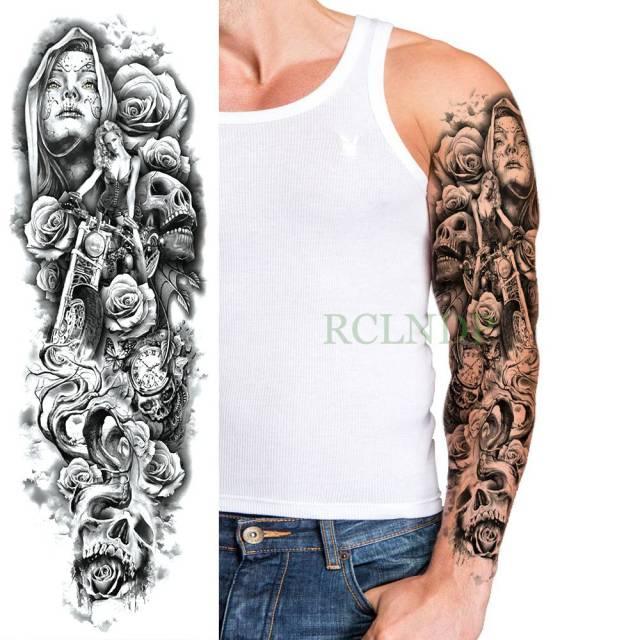 Extra Large Full Arm Leg Body Hand Waterproof Fake Tattoo Stickers Temporary Realistic Black Modern Mens Tattoo