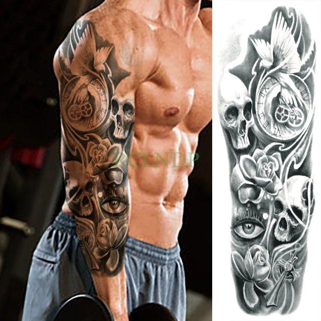 Extra Large Full Arm Leg Body Hand Waterproof Fake Tattoo Stickers Temporary Realistic Black Modern Mens Tattoo