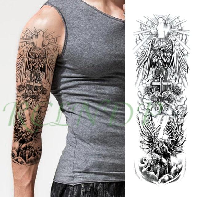 Extra Large Full Arm Leg Body Hand Waterproof Fake Tattoo Stickers Temporary Realistic Black Modern Mens Tattoo