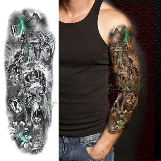 Extra Large Full Arm Leg Body Hand Waterproof Fake Tattoo Stickers Temporary Realistic Black Modern Mens Tattoo