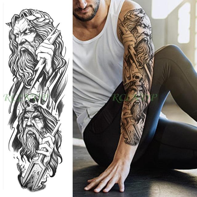 Extra Large Full Arm Leg Body Hand Waterproof Fake Tattoo Stickers Temporary Realistic Black Modern Mens Tattoo