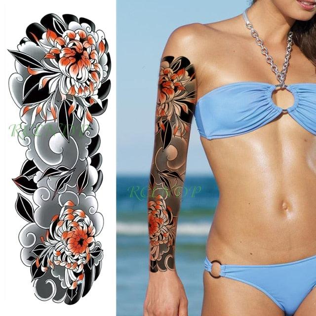 Extra Large Full Arm Leg Body Hand Waterproof Fake Tattoo Stickers Temporary Realistic Black Modern Mens Tattoo