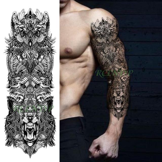Extra Large Full Arm Leg Body Hand Waterproof Fake Tattoo Stickers Temporary Realistic Black Modern Mens Tattoo