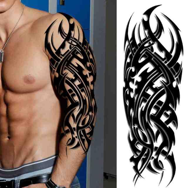 Realistic Full Arm Temporary Tattoos Sleeve Fake Tatoos Warrior Lion Tiger Flower Waterproof Tattoo Stickers For Womens Mens