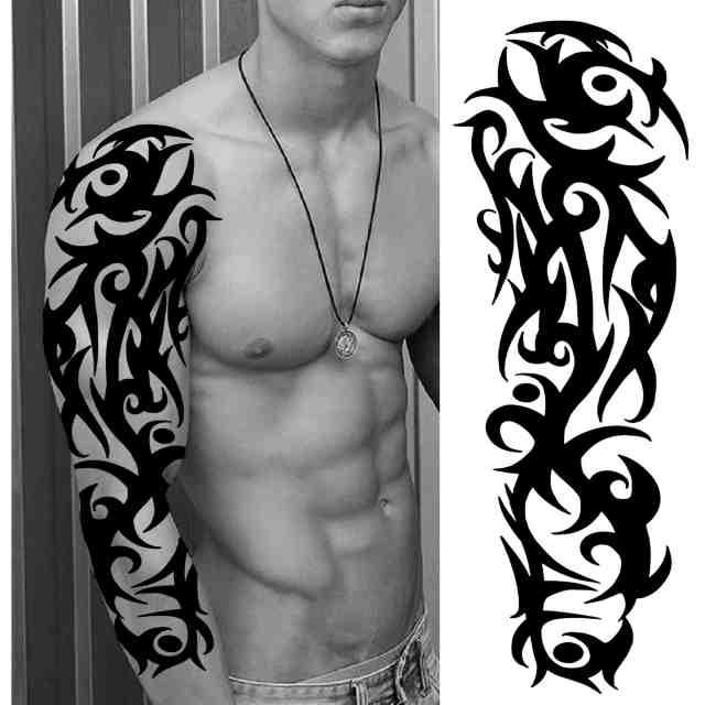 Realistic Full Arm Temporary Tattoos Sleeve Fake Tatoos Warrior Lion Tiger Flower Waterproof Tattoo Stickers For Womens Mens