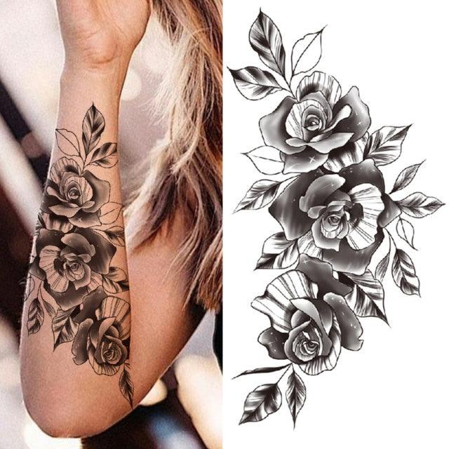Realistic Full Arm Temporary Tattoos Sleeve Fake Tatoos Warrior Lion Tiger Flower Waterproof Tattoo Stickers For Womens Mens
