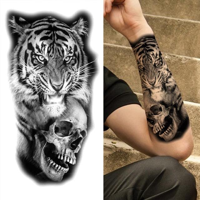 Realistic Full Arm Temporary Tattoos Sleeve Fake Tatoos Warrior Lion Tiger Flower Waterproof Tattoo Stickers For Womens Mens