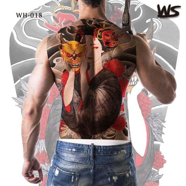 Extra Large Back Temporary Lion Tatoo Sticker Waterproof Black Luxury Big Modern  Design For Mens