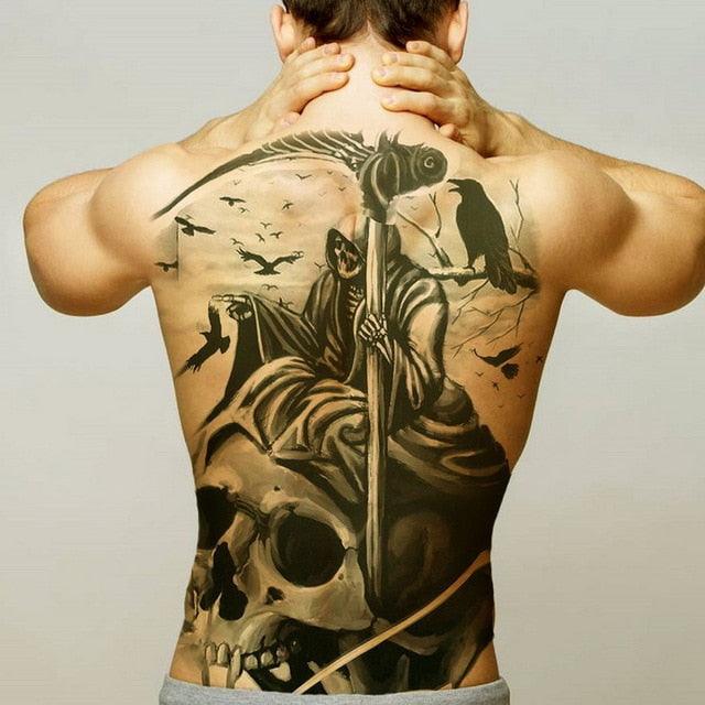 Extra Large Back Temporary Lion Tatoo Sticker Waterproof Black Luxury Big Modern  Design For Mens