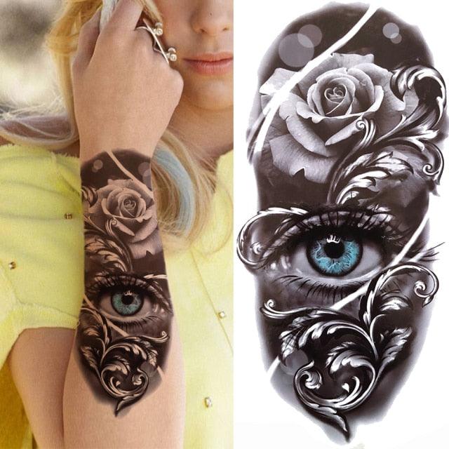Luxury Black Forest Tiger Wolf Tattoo Sticker Temporary Tattoo Animals Colorful Big Tattoo Stickers For Mens Womens