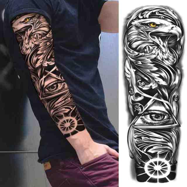 Realistic Full Arm Temporary Tattoos Sleeve Fake Tatoos Warrior Lion Tiger Flower Waterproof Tattoo Stickers For Womens Mens