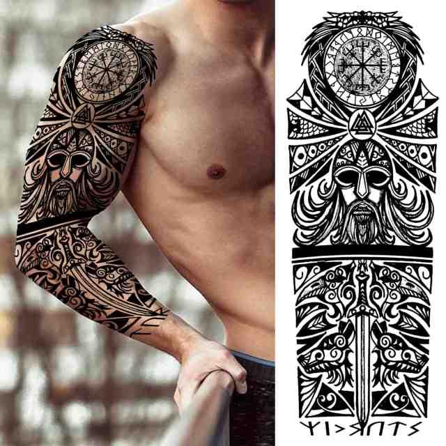 Realistic Full Arm Temporary Tattoos Sleeve Fake Tatoos Warrior Lion Tiger Flower Waterproof Tattoo Stickers For Womens Mens