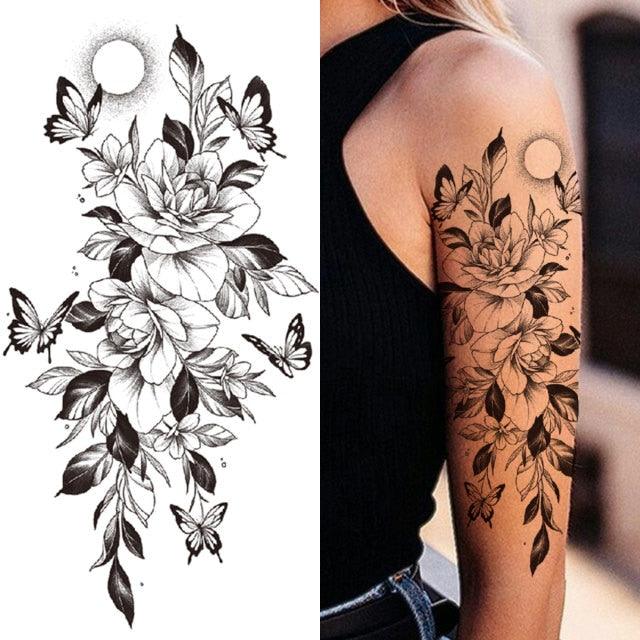 Realistic Full Arm Temporary Tattoos Sleeve Fake Tatoos Warrior Lion Tiger Flower Waterproof Tattoo Stickers For Womens Mens