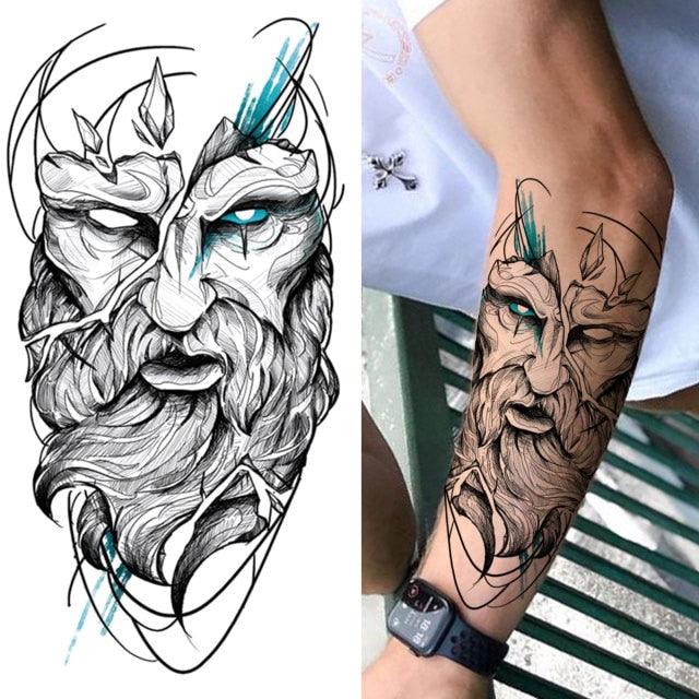Realistic Full Arm Temporary Tattoos Sleeve Fake Tatoos Warrior Lion Tiger Flower Waterproof Tattoo Stickers For Womens Mens