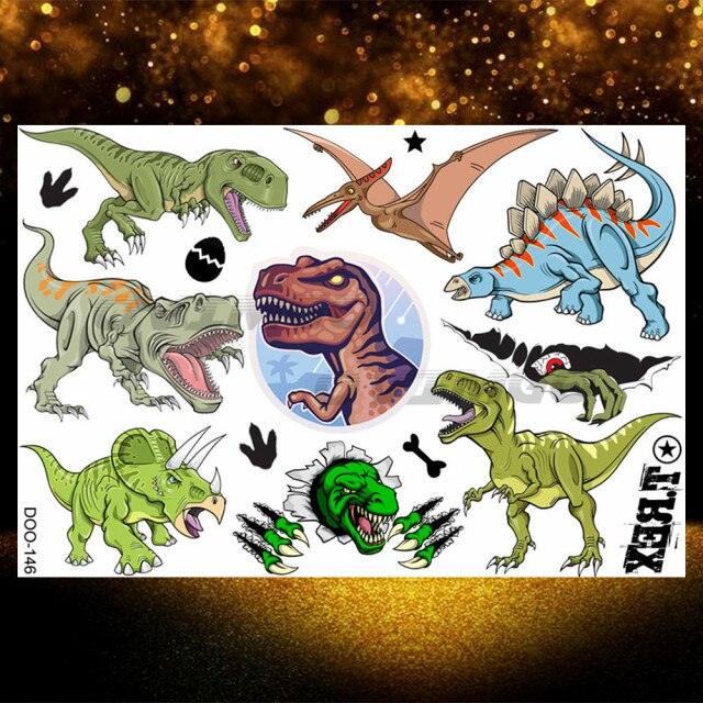 Small 3D Dinosaur Temporary Sticker Tattoos Colorful Tiny Tattoos For Party Children