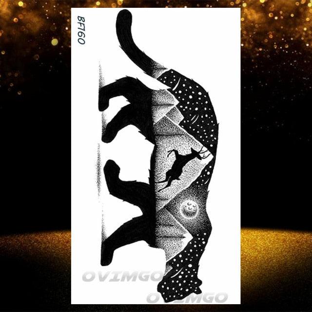 New Black Wolf Forest Sticker Tattoos Temporary Tree Fierce Animal Body Tattoo Luxury Design Custom Tatoos For Mens