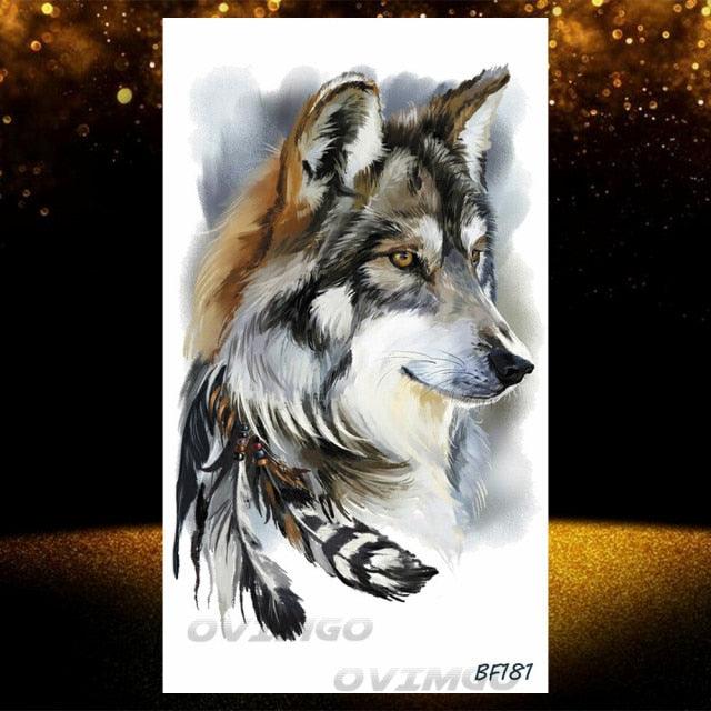 New Black Wolf Forest Sticker Tattoos Temporary Tree Fierce Animal Body Tattoo Luxury Design Custom Tatoos For Mens