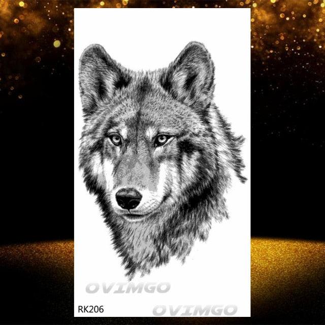 New Black Wolf Forest Sticker Tattoos Temporary Tree Fierce Animal Body Tattoo Luxury Design Custom Tatoos For Mens