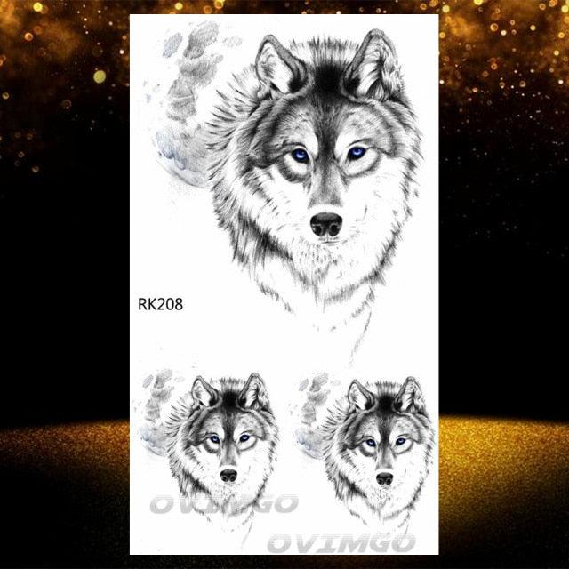 New Black Wolf Forest Sticker Tattoos Temporary Tree Fierce Animal Body Tattoo Luxury Design Custom Tatoos For Mens