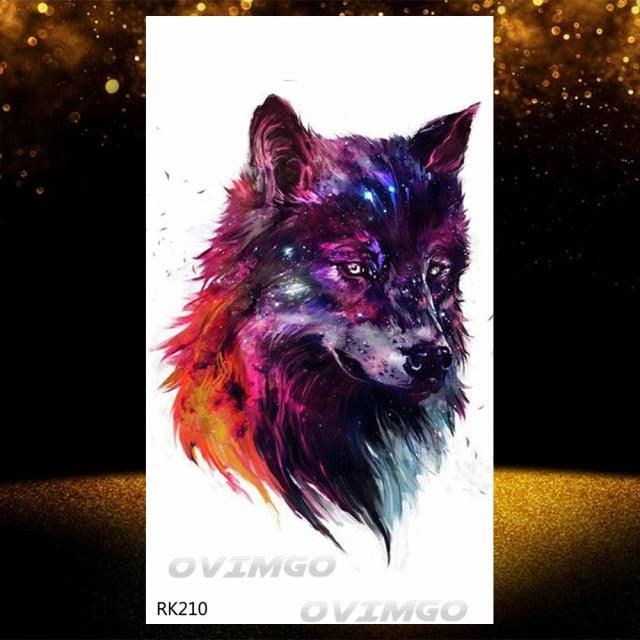 New Black Wolf Forest Sticker Tattoos Temporary Tree Fierce Animal Body Tattoo Luxury Design Custom Tatoos For Mens