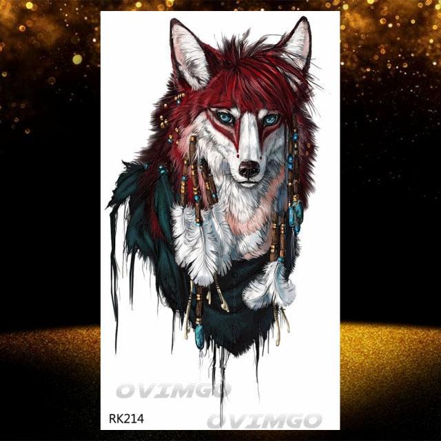 New Black Wolf Forest Sticker Tattoos Temporary Tree Fierce Animal Body Tattoo Luxury Design Custom Tatoos For Mens