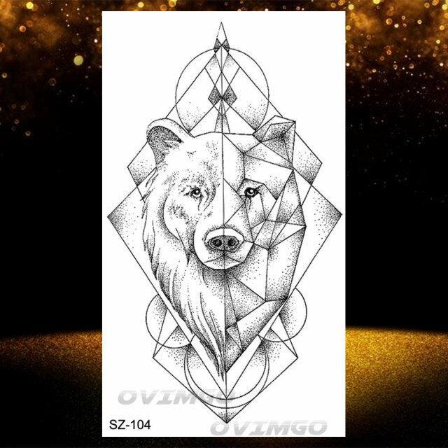 New Black Wolf Forest Sticker Tattoos Temporary Tree Fierce Animal Body Tattoo Luxury Design Custom Tatoos For Mens