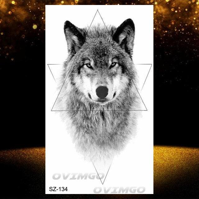 New Black Wolf Forest Sticker Tattoos Temporary Tree Fierce Animal Body Tattoo Luxury Design Custom Tatoos For Mens