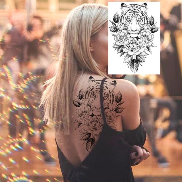Realistic Tattoos Temporary Womens Flower Sticker Tattoos Waterproof Women Body Art Fake Legs Tattoo Stickers