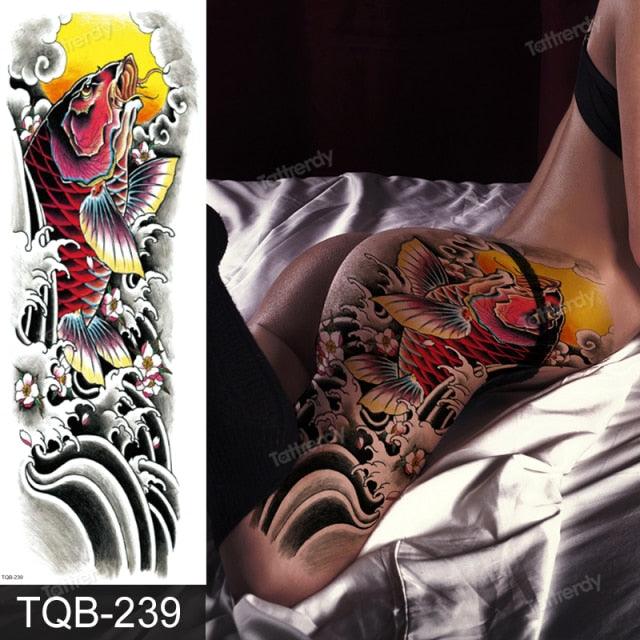 Large Black Temporary Tattoo Waterproof Luxury Big Tattoo For Body Arm Legs Modern Design