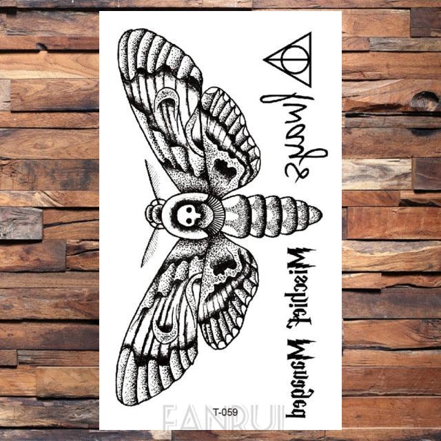 Cute Black Birds Temporary Waterproof Stickers Tattoo Flower Body Elegant Bird Butterfly Style For Womens