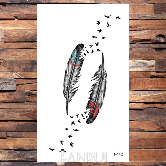 Cute Black Birds Temporary Waterproof Stickers Tattoo Flower Body Elegant Bird Butterfly Style For Womens