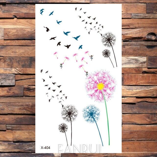 Cute Black Birds Temporary Waterproof Stickers Tattoo Flower Body Elegant Bird Butterfly Style For Womens